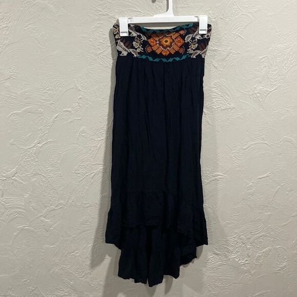 THML Black Summer Embroidered high low strapless midi dress size small - Picture 1 of 6